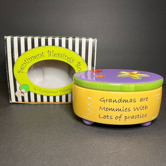 Sentiment Blessings Box by Tumbleweed Pottery Colorful Grandma Oval Trinket Box - Picture 1 of 9